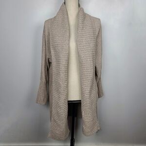 Cupcakes and Cashmere Oatmeal Cream Cozy Duster Cardigan Super Soft M